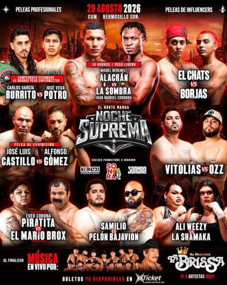 Cartel del evento Noche Suprema, que se celebraría en el CUM de Hermosillo, un día después del ataque.