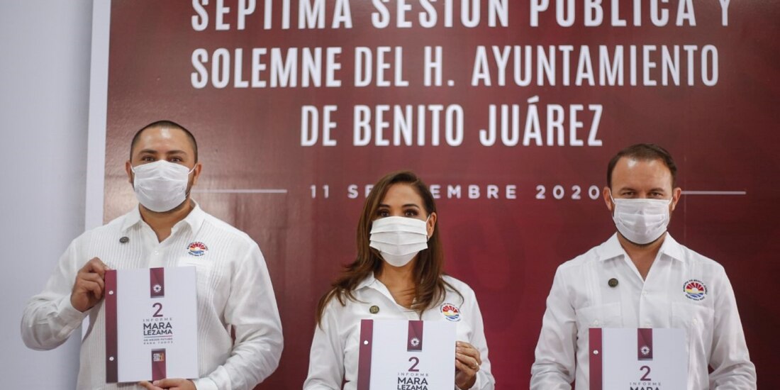 La alcaldesa Mara Lezama, durante su informe.