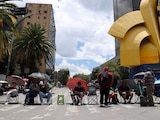 Bloqueo de la CNTE sobre Paseo de la Reforma, a la altura de El Caballito.