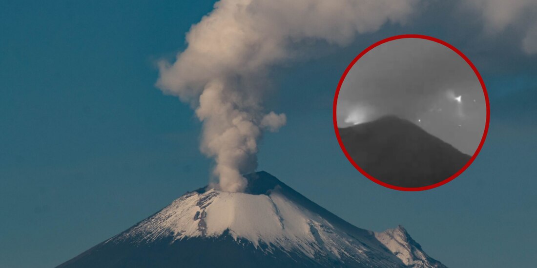Captan extraña luz triangular en el Popocatépetl