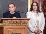 LA GOBERNADORA de Chihuahua, Maru Campos, al presentar ayer a la fiscal Wendy Chávez Villanueva.
