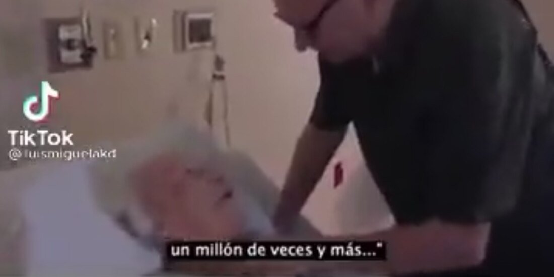 Se despide de su esposa, que está a punto de morir, y le declara su amor eterno