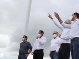 Mauricio Vila Dosal, gobernador de Yucatán, en la inauguración del parque eólico.
