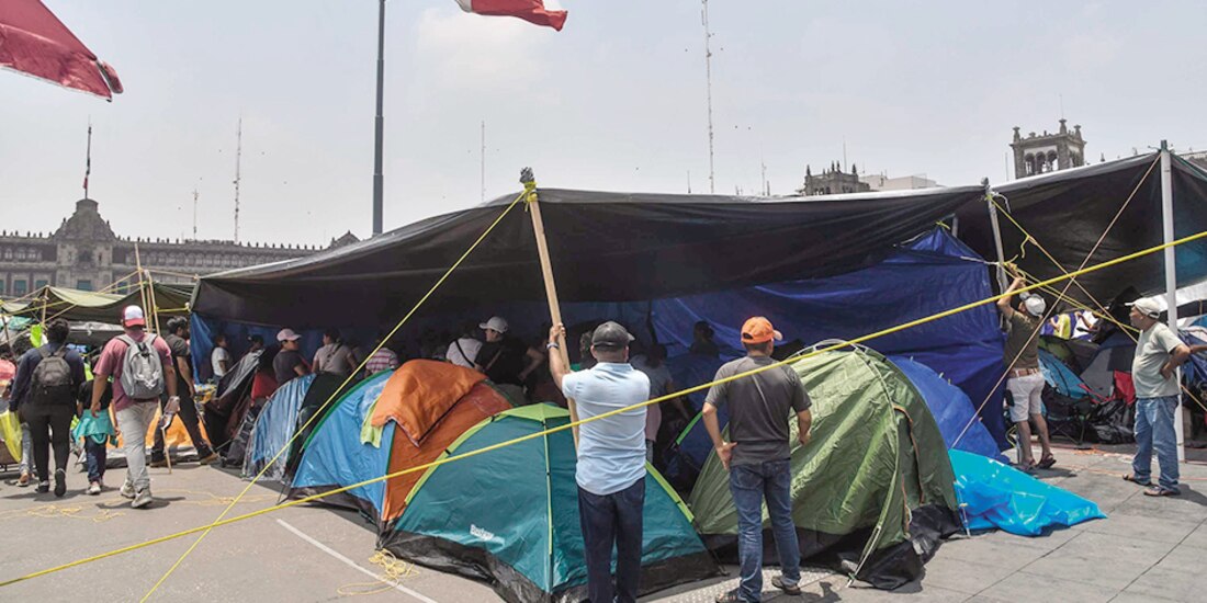 Campamento de la CNTE en el Zócalo capitalino, el pasado jueves.