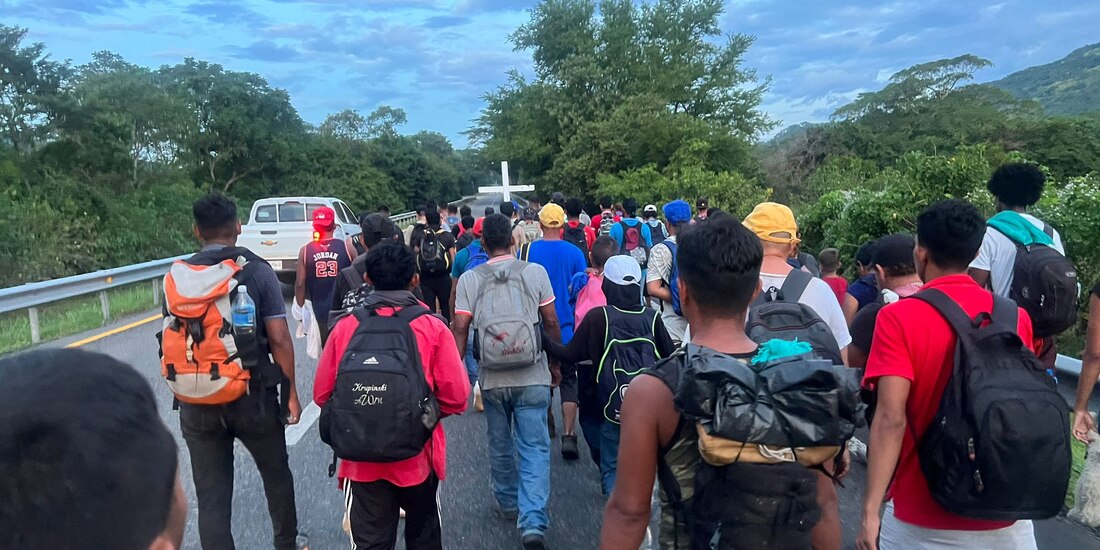 Migrantes pasando por México rumbo a Estados Unidos.