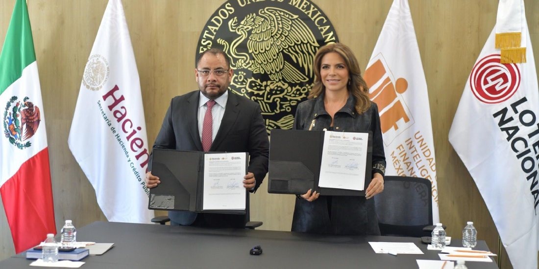 Lotería Nacional y UIF firman convenio para fortalecer la prevención de operaciones con recursos de procedencia ilícita.