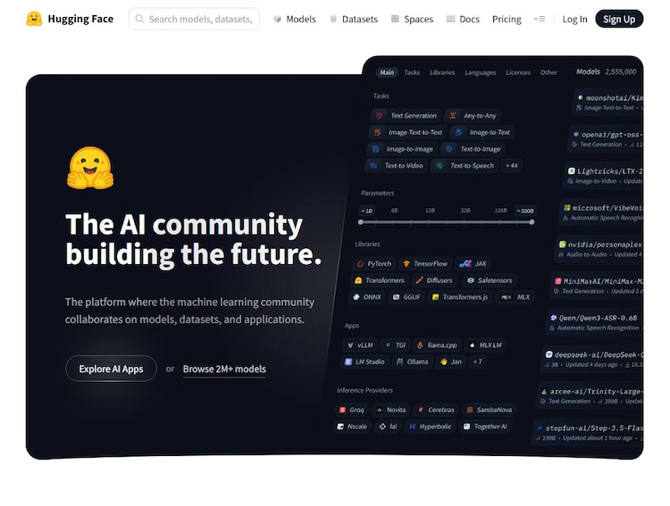Página principal de Hugging Face, comunidad digital que sufrió un ataque a cargo de agentes de IA.