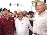De izq. a der.: Mario Delgado, Armando Guadiana y Adán Augusto López, ayer.