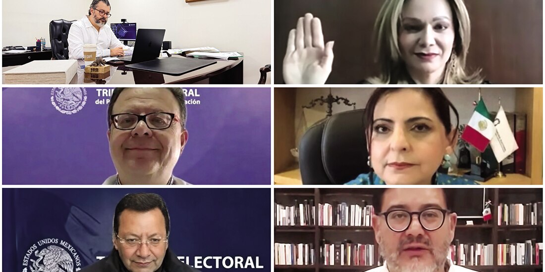 Sesión virtual de los magistrados de la Sala Superior, ayer.