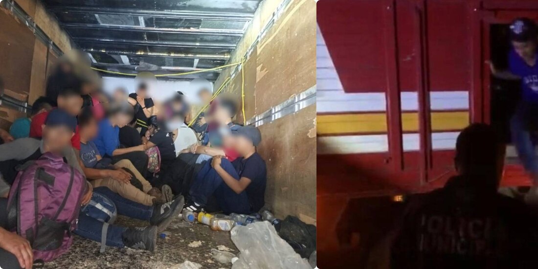 Los indocumentados viajaban hacinados en un tráiler.