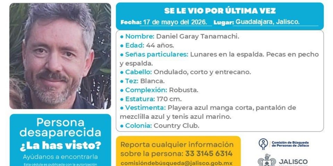 Desaparece en Jalisco el empresario Daniel Garay Tanamachi.