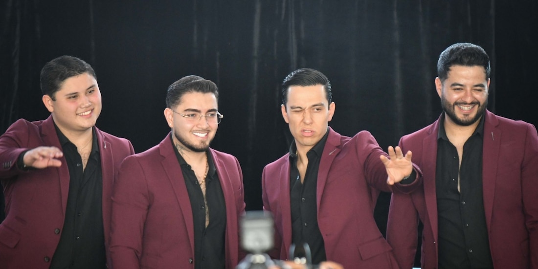Max Cervantes, Julio Haro, Esaúl García y Salvador Arzate, integrantes de La Arrolladora Banda El Limón de René Camacho, el jueves