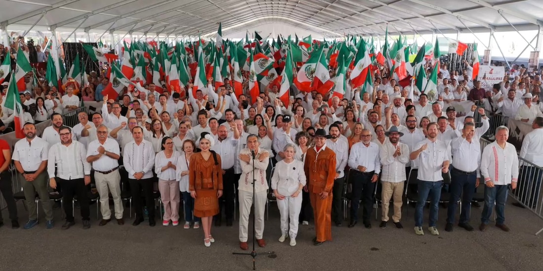 Más de 20 mil personas se congregaron en el Recinto Ferial de Ciudad Victoria para manifestar su apoyo al proyecto de transformación nacional.