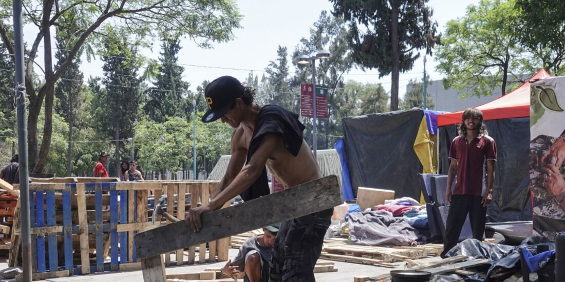 Asentamiento migrante en la alcaldía Venustiano Carranza, el 6 de mayo.