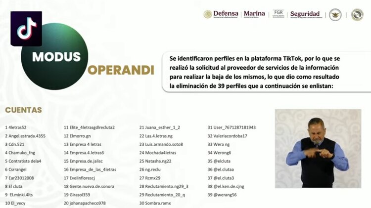 Los perfiles cerrados durante la investigación de autoridades federales.