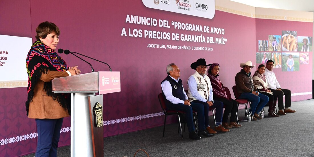 La gobernadora Delfina Gómez encabezó el lanzamiento del programa “Apoyo Complementario al Precio de Garantía del Maíz Blanco”.