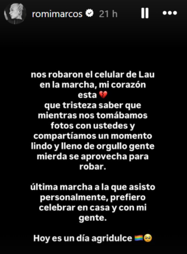 Mensaje de Romina Marcos