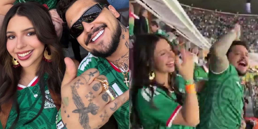 Critican a Christian Nodal por ‘ignorar’ a Ángela Aguilar mientras celebraba el triunfo de México contra Ecuador