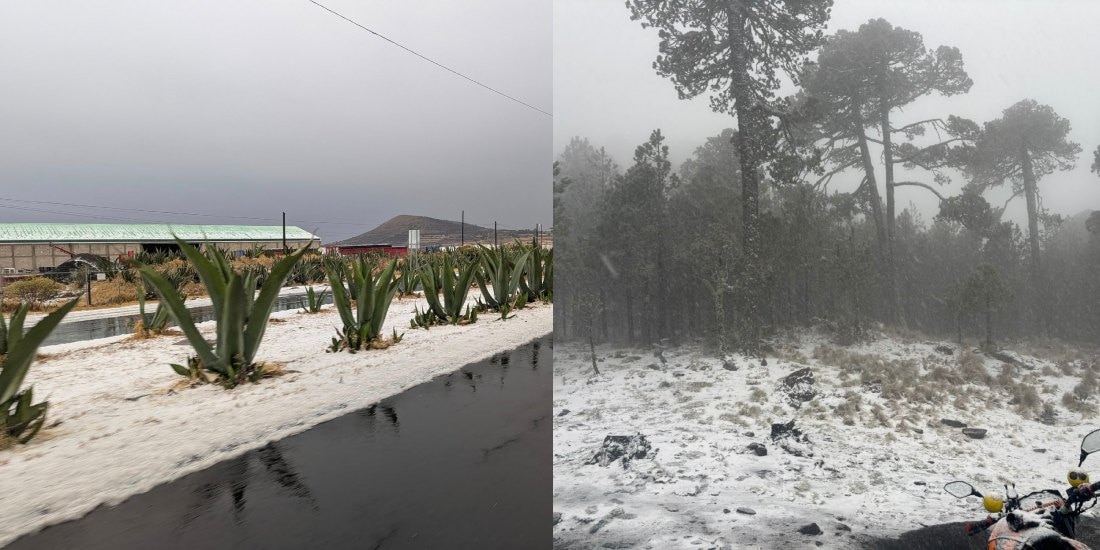 Puebla, Edomex, Hidalgo y Veracruz se pintan de blanco tras intensa granizada.