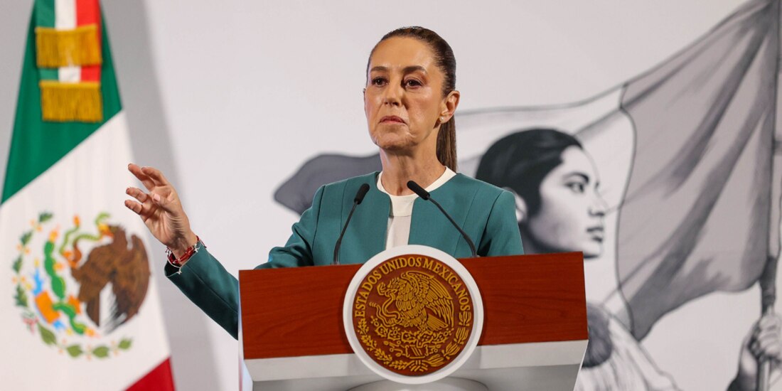 La Presidenta Claudia Sheinbaum, ayer, en conferencia de prensa.