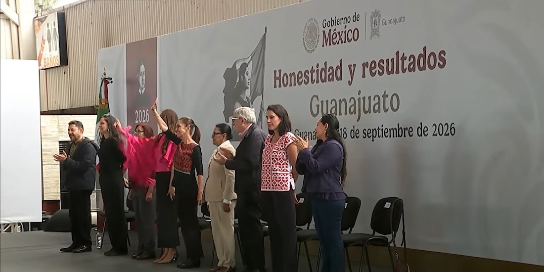 Claudia Sheinbaum en evento público en Guanajuato.