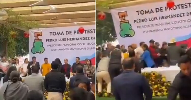 Pedro Luis "N" huyó durante su toma de protesta.