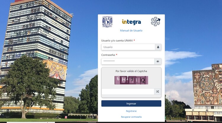 En el Sistema Integra se debe hacer la solicitud de la Beca de Bajo Rendimiento UNAM.