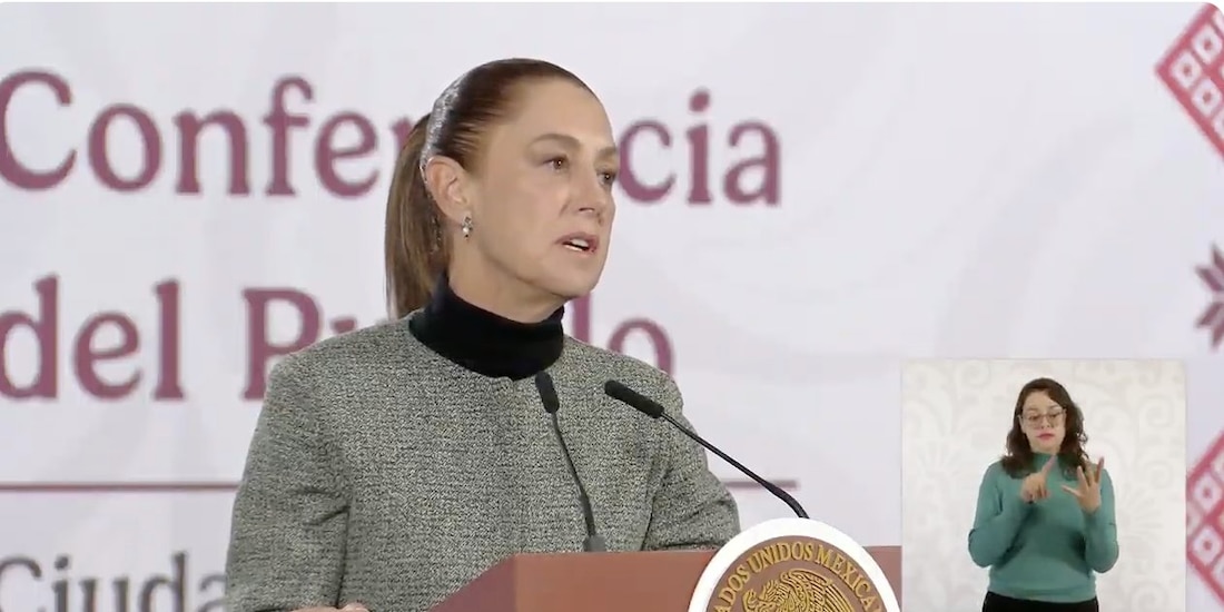 La presidenta Claudia Sheinbaum durante la Conferencia del Pueblo.