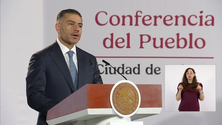 Omar García Harfuch, titular de la SSPC, durante la Conferencia del Pueblo.