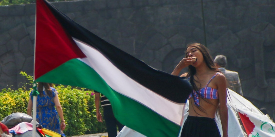 Una manifestación de estudiantes de la UNAM en favor de la causa palestina, en fotografía de archivo.