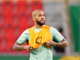 Dani Alves durante un entrenamiento con Brasil en el Mundial de Qatar 2022.