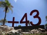 Antimonumento por los 43 normalistas desaparecidos de Ayotzinapa en Acapulco, Guerrero.