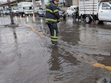 Un encharcamiento en la alcaldía Iztapalapa, tras lluvias del 23 de junio de 2026.