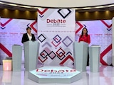 Delfina Gómez (izq.) y Alejandra del Moral, ayer, al debatir en el IEEM.