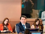 EL SUBSECRETARIO de Gobernación (c), en la sede de la ONU, el 16 de octubre.