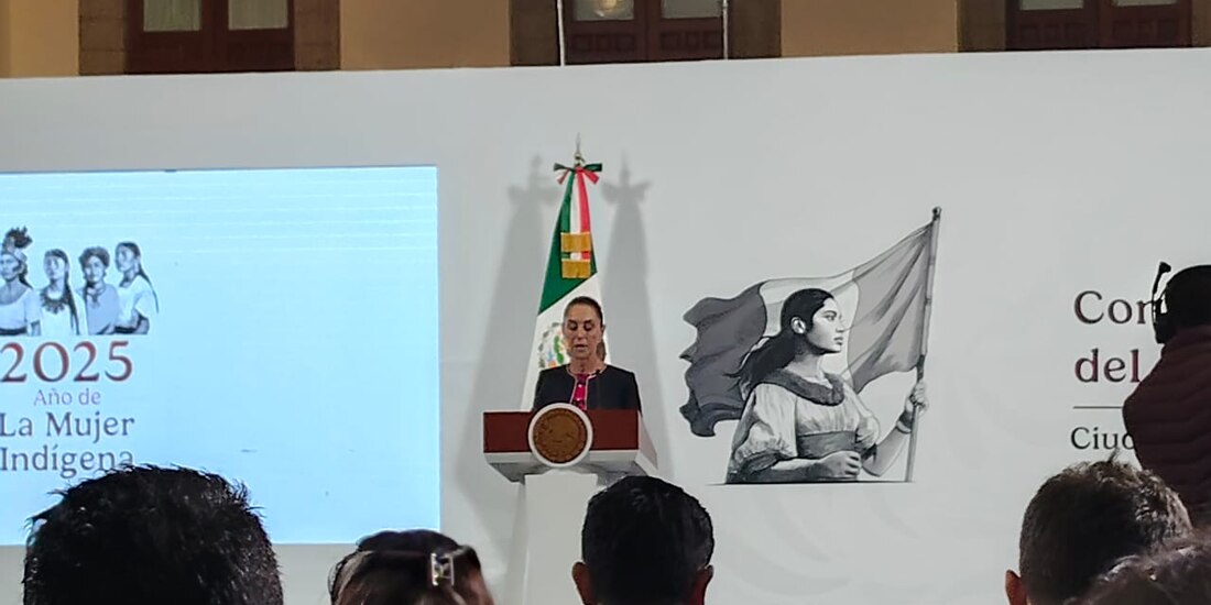 La Presidenta Claudia Sheinbaum este martes en Palacio Nacional.