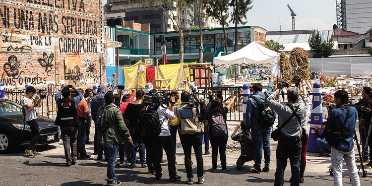Zona donde se derrumbó un taller de costura, en Chimalpopoca y Bolívar, en 2017.