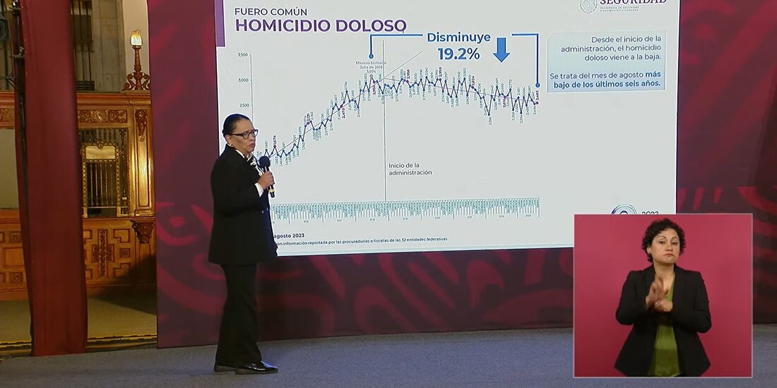 Rosa Icela Rodríguez, secretaria de Seguridad y Protección Ciudadana en Palacio Nacional.