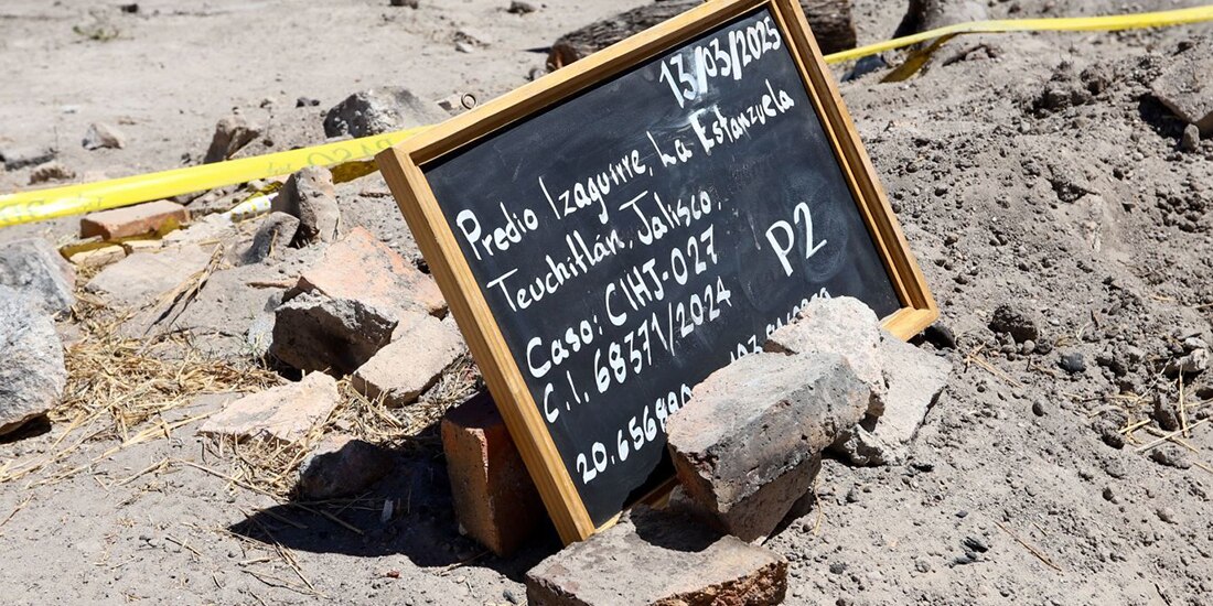 Un aspecto de la jornada de trabajo de la Fiscalía del Estado de Jalisco el 13 de marzo de 2025 en el Rancho Izaguirre