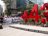 Antimonumento a los 43 normalistas desaparecidos de Ayotzinapa.