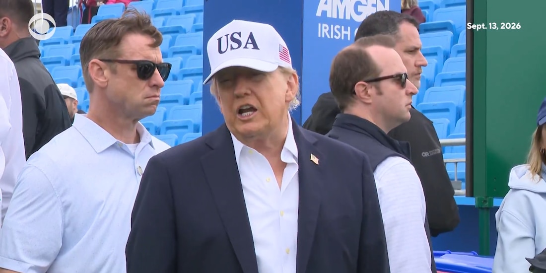 Donald Trump, presidente de EU, en Irlanda, entrevistado por la prensa sobre las advertencias contra la IA.