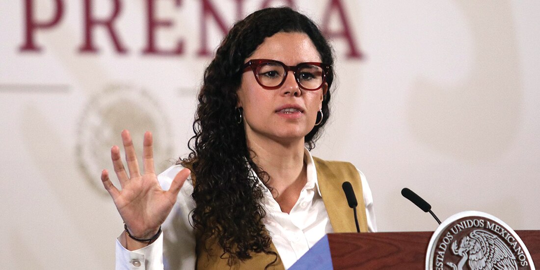 La secretaria de Gobernación en conferencia matutina, ayer.