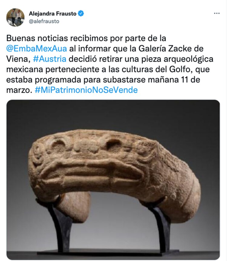 Anuncio de la secretaria de Cultura, Alejandra Frausto.