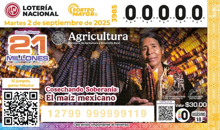 El Sorteo Mayor 3985 está dedicado a Cosechando Soberanía El maíz mexicano.