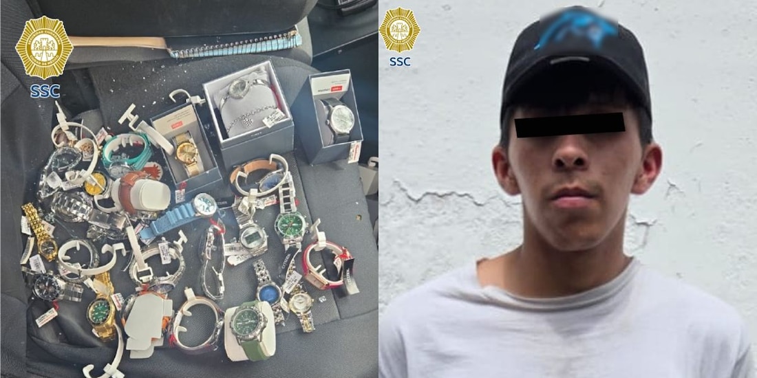 Robo de relojes en Coyoacán termina con persecución y tres detenidos.