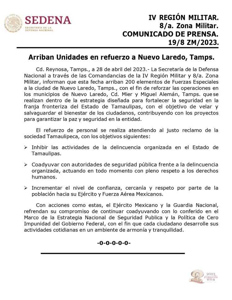 Arriban 200 elementos de Fuerzas Especiales a Nuevo Laredo para reforzar seguridad.