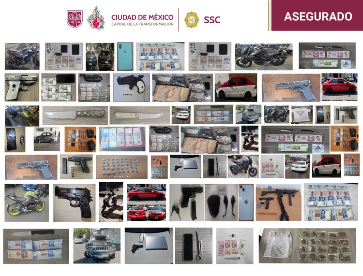 Elementos de la Secretaría de Seguridad Ciudadana aseguraron armas y droga en distintas alcaldías.