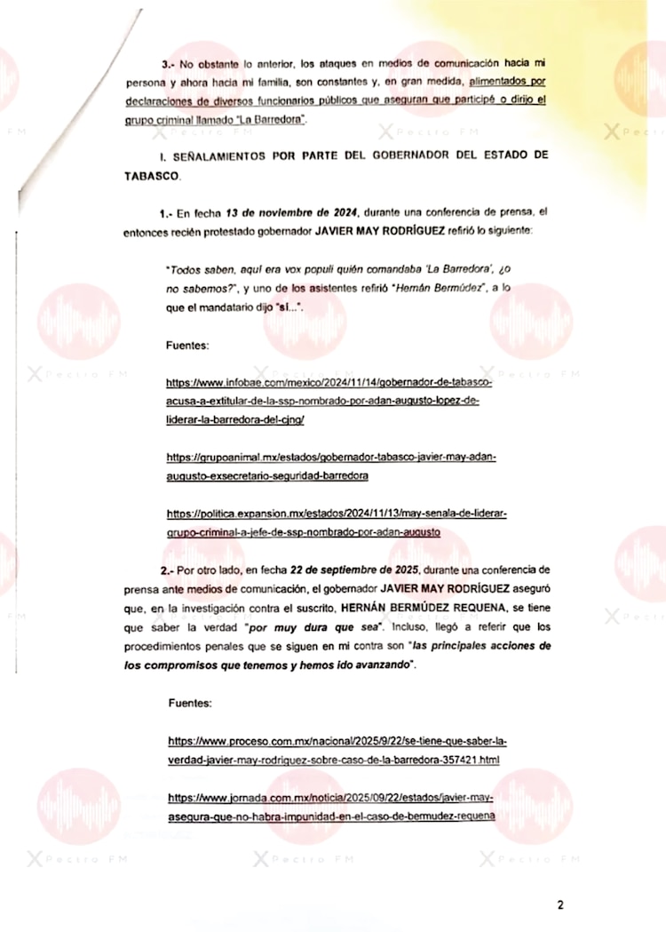 QUEJA del exfuncionario ante el organismo garante, expuesta en el sitio Xpectro FM.