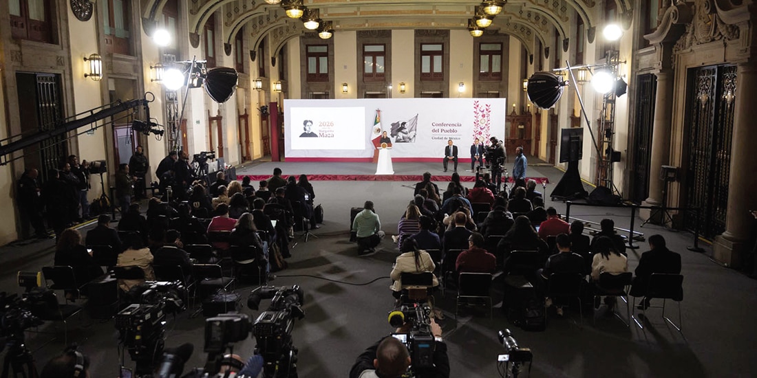 La presidenta Claudia Sheinbaum, ayer, al informar sobre la Semana Santa.