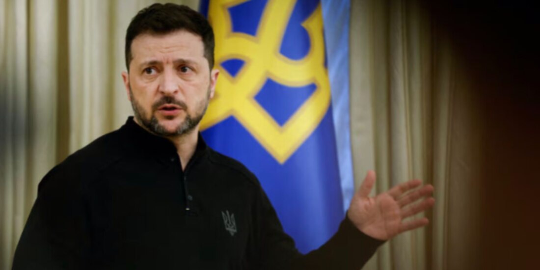 Líder ucraniano, Volodimir Zelenski, en conferencia de prensa, el 4 de abril.